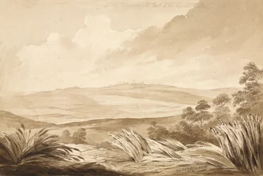 Nr 3 widok na Telegraf i część pozycji francuskiej, 1815 (wc i ołówek na papierze)